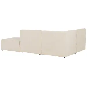 Right Hand 3 Seater Modular Jumbo Cord Corner Sofa with Ottoman Beige LEMVIG