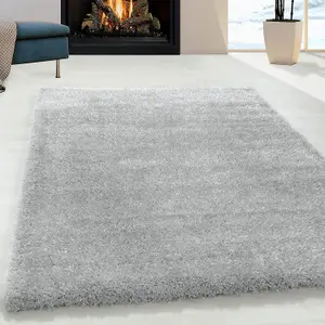 Abaseen 160x230cm Silver Cosy Shaggy Rug, Rectangular Extra Soft Touch 5cm Heavy Thick Pile, Modern Area Rugs Living & Bedroom