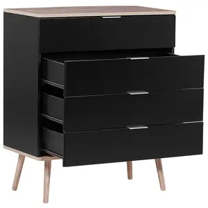 Beliani Modern 4 Drawer Chest Black WALPI