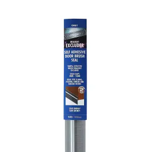 Stormguard Self Adhesive Door Draught Brush, 1000mm in Grey