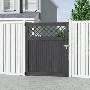 120cm W x 2.3cm D x 150cm H Grey Rhombus Garden Wood Fence Gate, Assembly Required Wooden Door