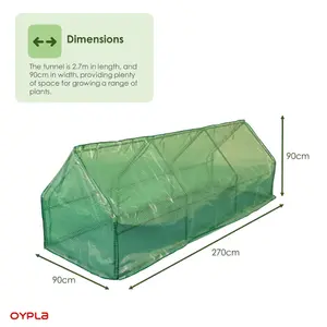 Oypla Large Steeple Growhouse Garden Plant Greenhouse with Plastic Mesh Cover - 270x90x90cm