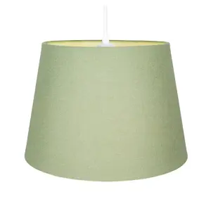 Traditional 8 Inch Olive Green Linen Drum Table/Pendant Lamp Shade 40w Maximum