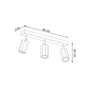 Zake Wood Bronze 3 Light Classic Ceiling Light