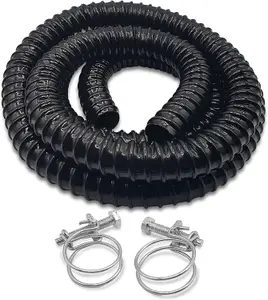 Corrugated Flexible Hose Pond Pipe 25mm  1- 5-Meter with Advanced Double-Wired Hose Clip Corrugated Water Butt Connector Pipe