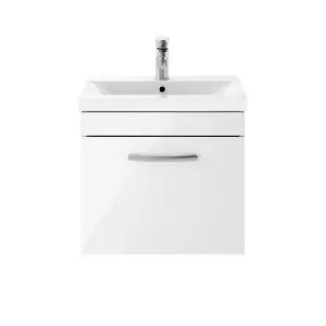 Dezine Hamble 500mm Gloss White Wall Hung 1 Drawer Vanity Unit