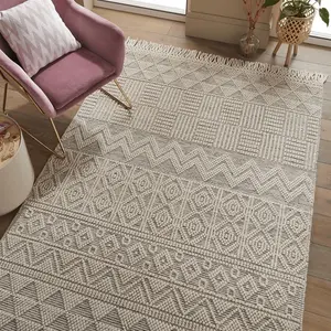 Natural Geometric Kilim Luxurious Modern Wool Moroccan Handmade Rug for Living Room and Bedroom-120cm X 170cm