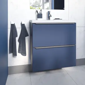 GoodHome Imandra Slimline Matt Blue Wall-mounted Bathroom Cabinet (H) 600mm (W) 600mm