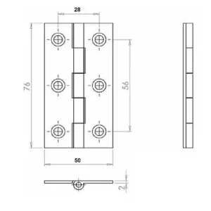 BUTT HINGES 3" (75mm) - BRASS PLATED Door Hinges - 3 pairs