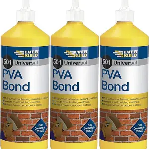 Everbuild 501 Universal PVA Bond, 500 ml (Pack of 3)