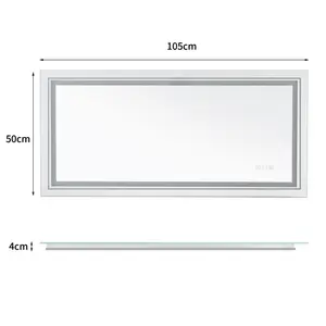 LED Illuminated Bathroom Mirror Fog Free Touch Sensor 50cm H X 100cm W