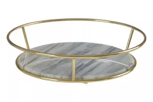 Interiors by Premier White Marble And Brass Finish Fruit Basket