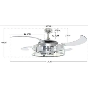 122 Cm Ceiling Fan Adilene With Remote Control Chrome with Transparent Blades