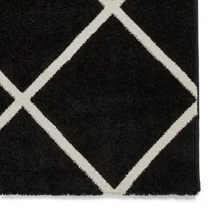 Black White Modern Geometric Easy To Clean Rug For Dining Room-120cm X 170cm