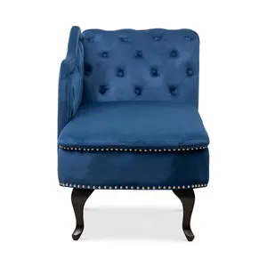 Left Hand Chaise Lounge in Velvet Blue