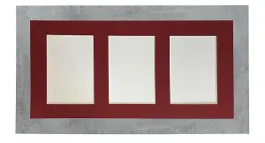 Metro Mineral Grey Frame with Red Mount for 3 Image Sizes 7 x 5 Inch