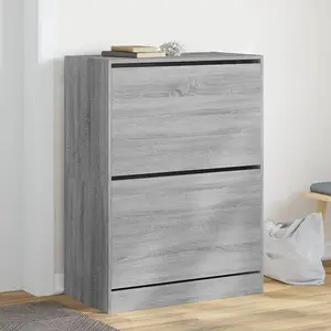 Berkfield Shoe Cabinet with 2 Flip-Drawers Grey Sonoma 80x42x108 cm