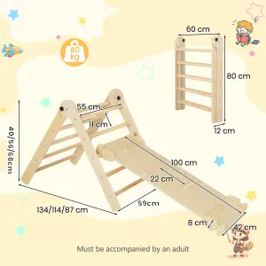 Costway 3-in-1 Triangular Climbing Toys Foldable Triangle Set w/ Sliding/Climbing Ramp