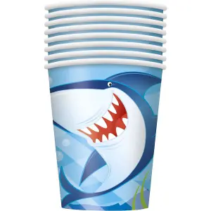 Unique Party Paper Shark Party Cup (Pack of 8) Blue (One Size)