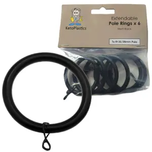 Curtain ring black metal curtain rings 38mm for Curtain Pole Rod - Pack of 6