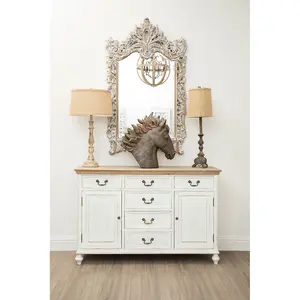 Interiors by Premier Baroque Style Dusty White Finish Wall Mirror