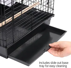 Metal Open Top Bird Cage for Small Parrot Finch Canary Canary Parakeet Cockatiel Travel Cage Blac