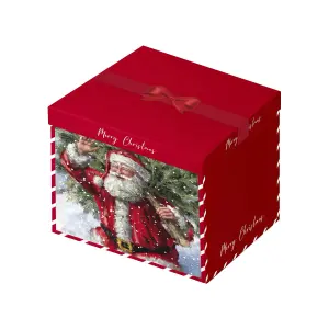 Eurowrap Santa Square Christmas Gift Box Red/White/Green (One Size)