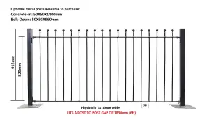 MANA Metal Ball Top Garden Fence Panel 1830mm (6ft) GAP x 914mm High MAZP01