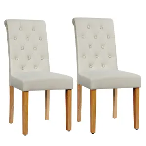 COSTWAY Dining Room Chairs Set of 2 Upholstered Kitchen Side Chairs w/ Solid Wood Legs