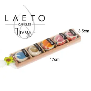 Set of 5 Scented Candles With Small Round Shaped Holders by Laeto Ageless Aromatherapy - FREE DELIVERY INCLUDED