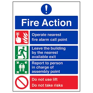 Prohibition/Safe Fire Action Sign - Adhesive Vinyl - 300x400mm (x3)