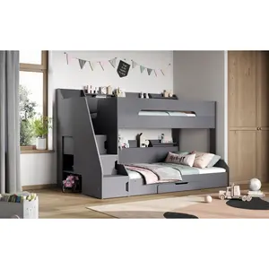 Foreston Drawer Triple Sleeper Bunk Bunk Bed with Bookcase