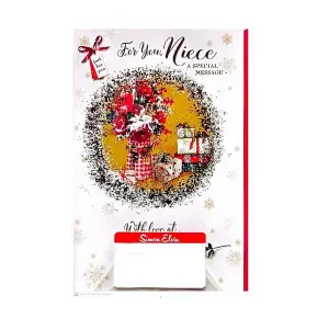 Simon Elvin For You Niece Wreath Christmas Card (Pack of 6) Multicoloured (One Size)