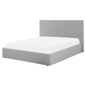 Fabric EU King Size Ottoman Bed Grey LORIENT