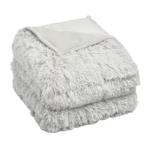 Sienna Fluffy Fleece Weighted Blanket Sensory Throw - Silver, 125 x 180cm - 6kg