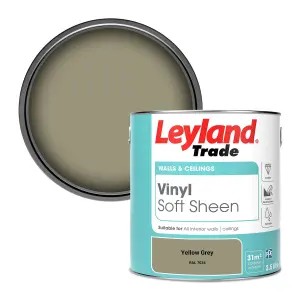 Leyland Trade Vinyl Soft Sheen Walls & Ceilings Emulsion Paint Yellow Grey (RAL 7034) - 2.5L