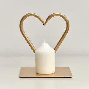 Melody Maison Gold Love Heart Shaped Candle Holder Stand - 15.5cm