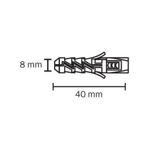 Diall Grey Nylon Wall plug (Dia)8mm (L)40mm, Pack of 100