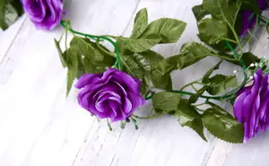 Best Artificial 7ft Purple Silk Rose Garland decoration - perfect from home, office or events