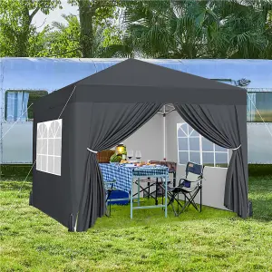 Yaheetech Pop Up Canopy Tent with 4 Sidewalls - Dark Grey