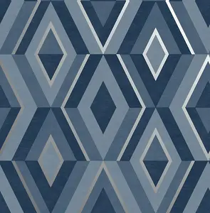 Fine Decor Shard Geo Blue & Silver Wallpaper FD42608