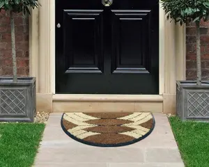 Coco & Coir Indoor Outdoor Doormat Natural Thick (1.6cm) Wearing Non-Slip Rubber Backed Entrance Mat 45cm x 75cm PALM CLUSTER ARC