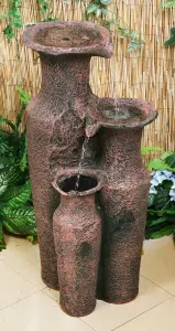 Primrose Sama Cascading Jars Garden Patio Water Feature for Indoor & Outdoor Use H84cm