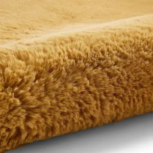 Mustard Shaggy Modern Easy to Clean Plain Rug For Dining Room Bedroom Living Room-80cm X 150cm