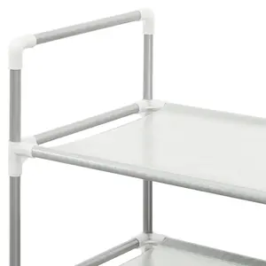 Shoe Rack with 8 Shelves Metal and Non-woven Fabric Silver