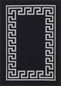 Machine Washable Greek Key Design Anti Slip Doormats Black 57x90 cm