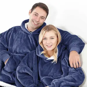 Easylife Snuggle Hoodie - Navy Fleece-lined hood