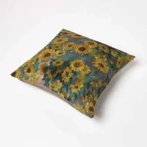 Homescapes Van Gogh Sunflowers Filled Velvet Cushion 46 x 46 cm