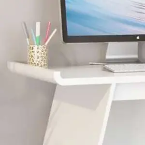 Towson Trestle Desk White with curved desktop