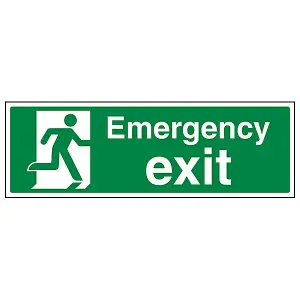 Emergency Exit Safe Condition Sign - Rigid Plastic - 450x150mm (x3)